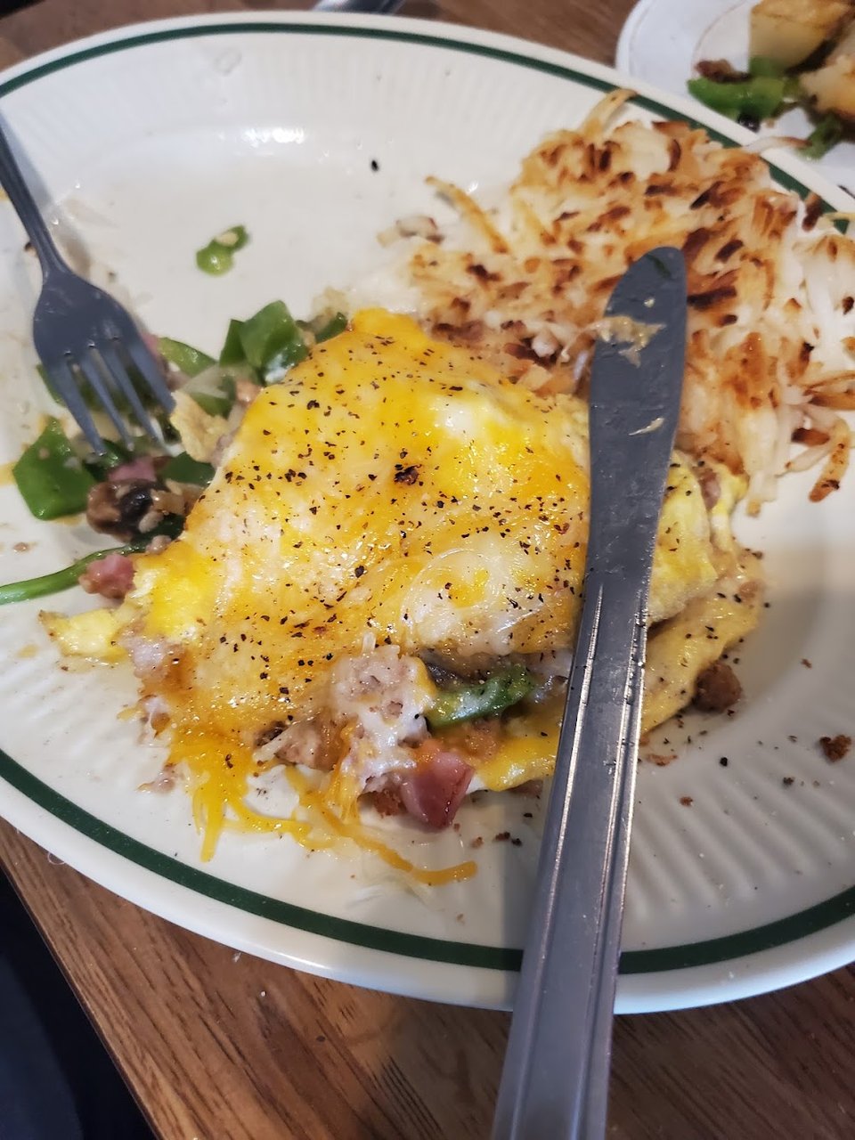 Spinach Ham Bell Pepper and Cheese Omelette